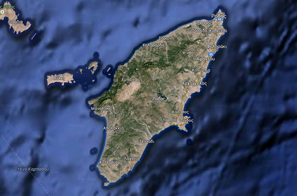 Ρόδος Γεωφυσικός Χάρτης